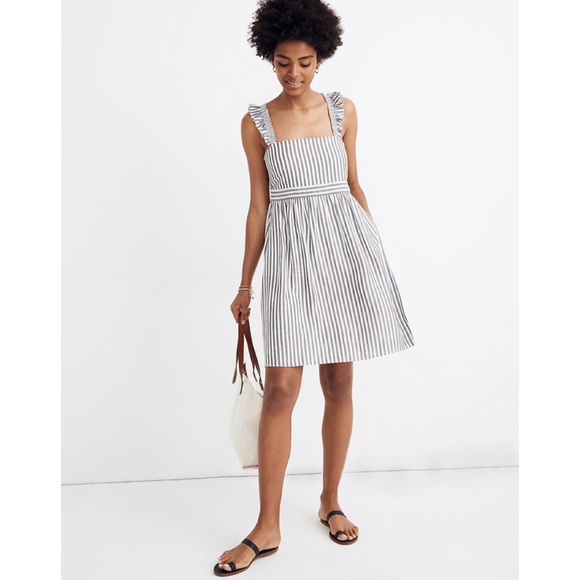 Madewell Striped Ruffle-Strap Empire Dress - Picture 2 of 4